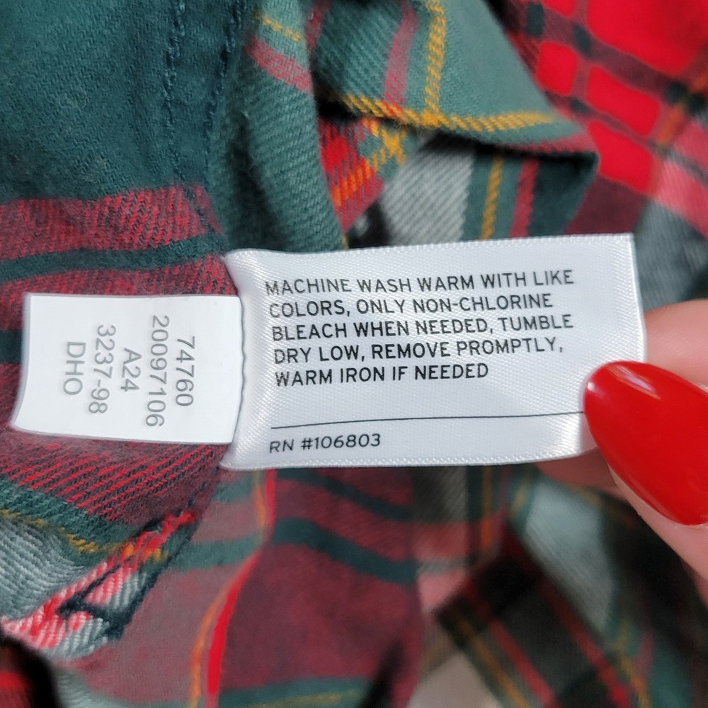 Duluth Trading Co Free Swingin Flannel Shirt Womens 3X Green Red Plaid Button Up - Picture 6 of 8